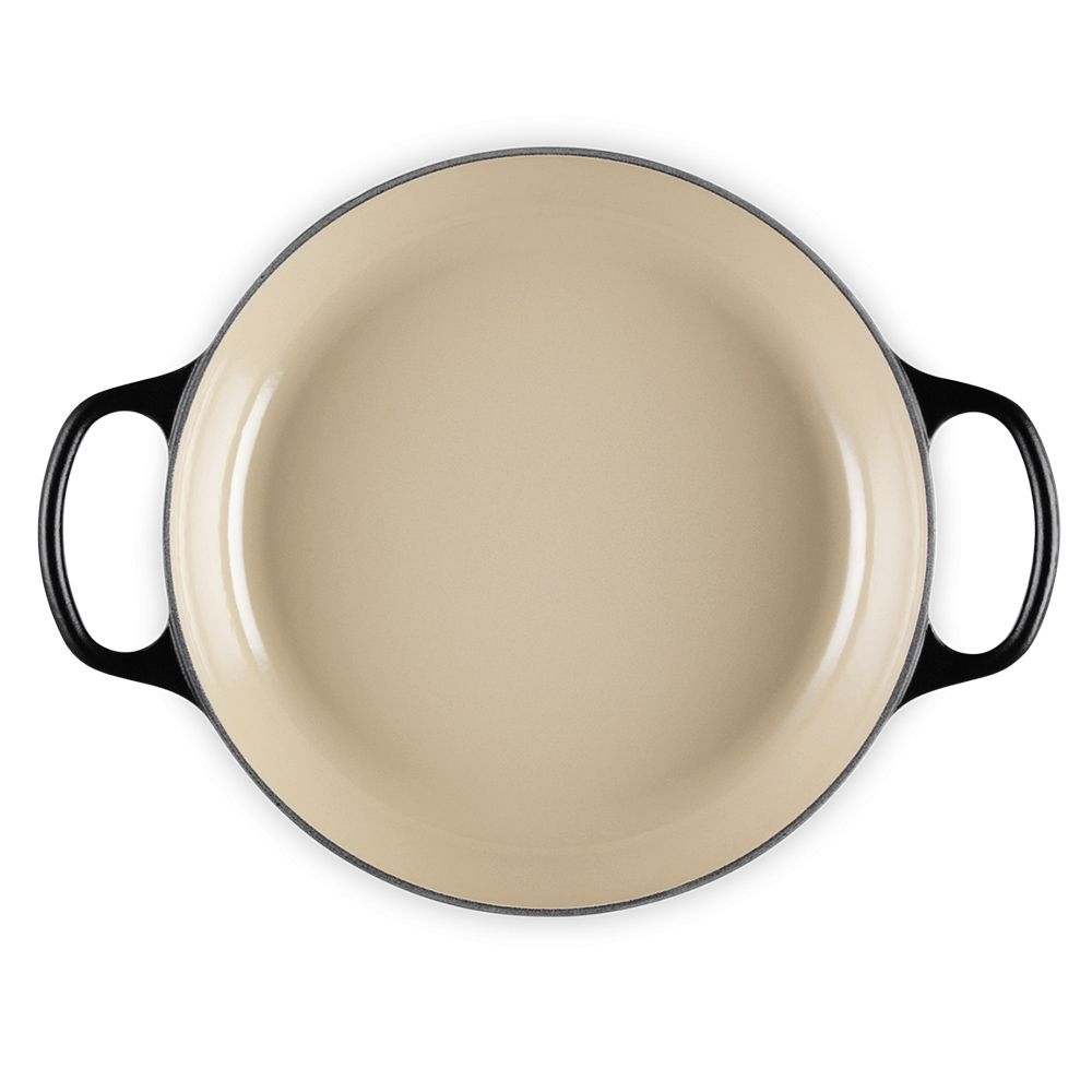 Cream enamel cast iron roasting pan with two handles