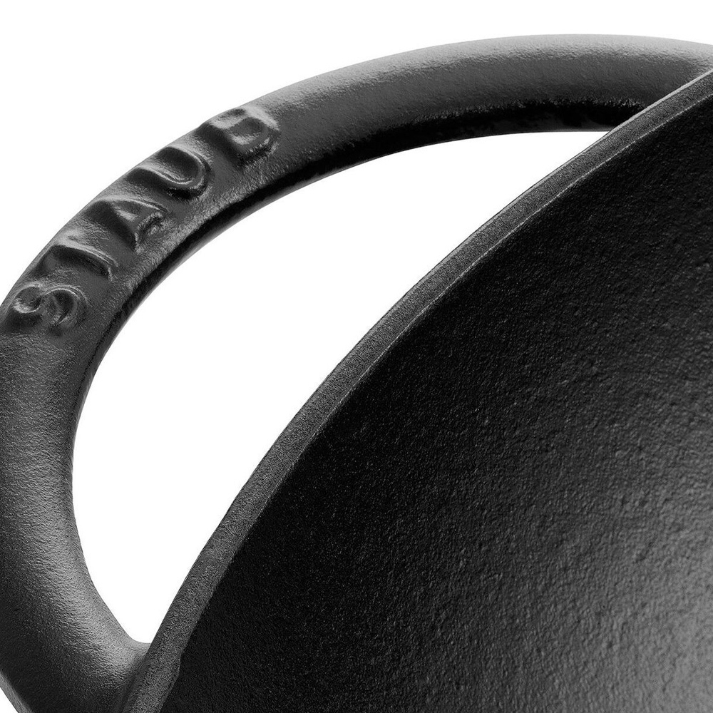 Staub cast iron pot handle close-up
