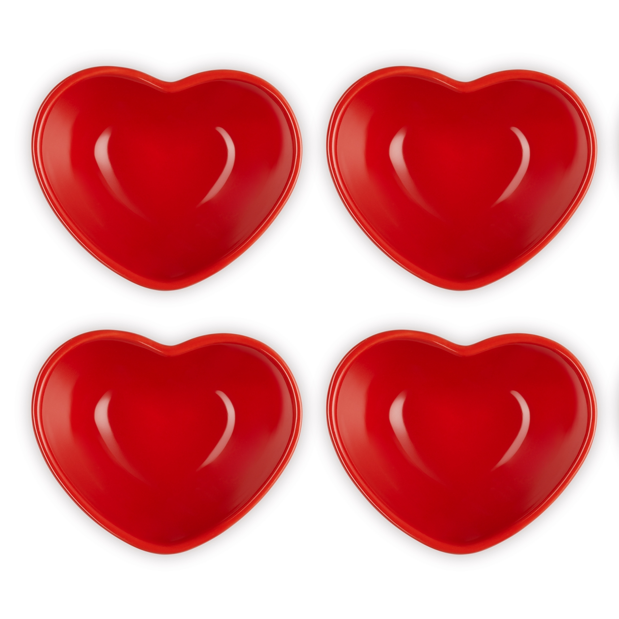 Le Creuset - Set of 4 Mini Heart Bowls - 9 cm Le Creuset - Set of 4 Mini Heart Bowls - 9 cm