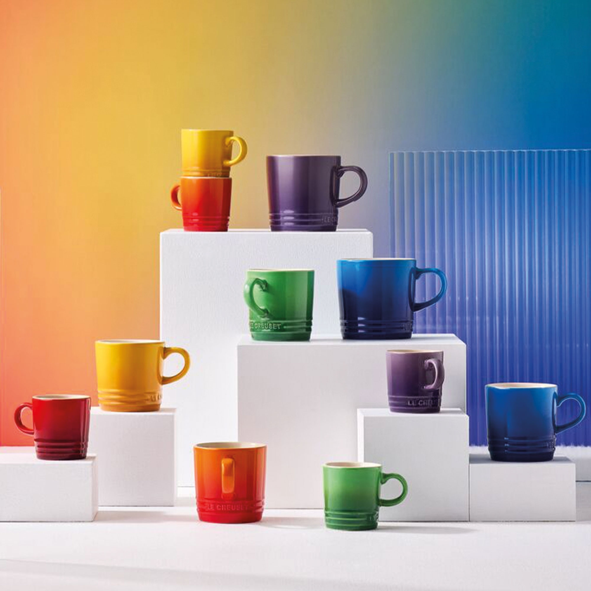 Le Creuset - Stoneware Rainbow Set of 6 Cappuccino Mugs - 200ml Le Creuset - Stoneware Rainbow Set of 6 Cappuccino Mugs - 200ml