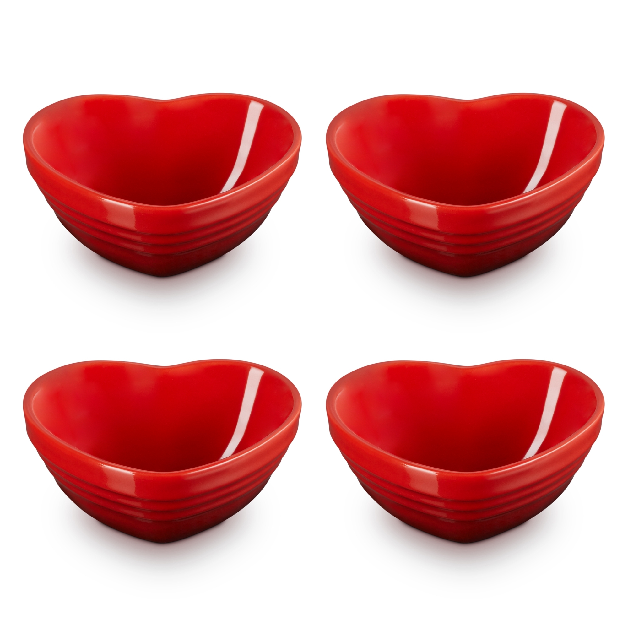 Le Creuset - Set of 4 Mini Heart Bowls - 9 cm Le Creuset - Set of 4 Mini Heart Bowls - 9 cm