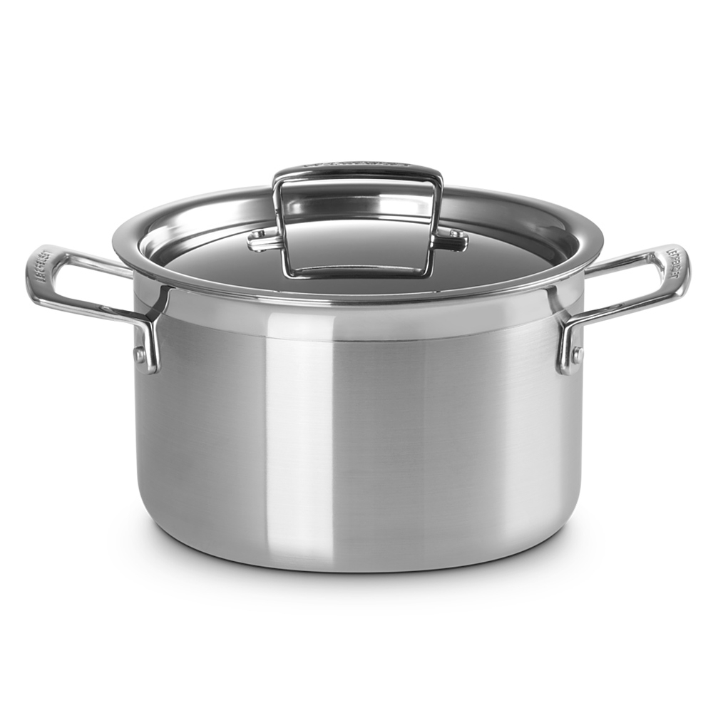 BergHOFF Professional Stainless Steel 10/18 Tri-Ply 4qt Stock Pot with SS Lid, 8 inch, Silver