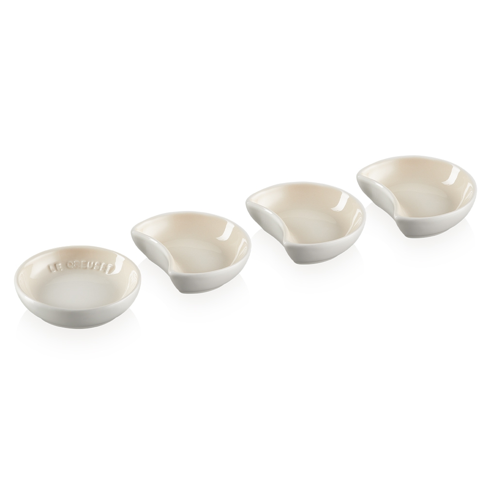 Le Creuset ceramic raclette dishes set of 4 cream white