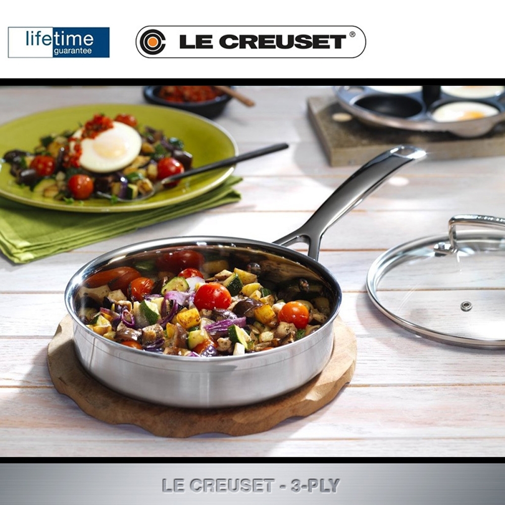Le Creuset - 3-ply Sauté Pan with Poaching Insert Le Creuset - 3-ply Sauté Pan with Poaching Insert