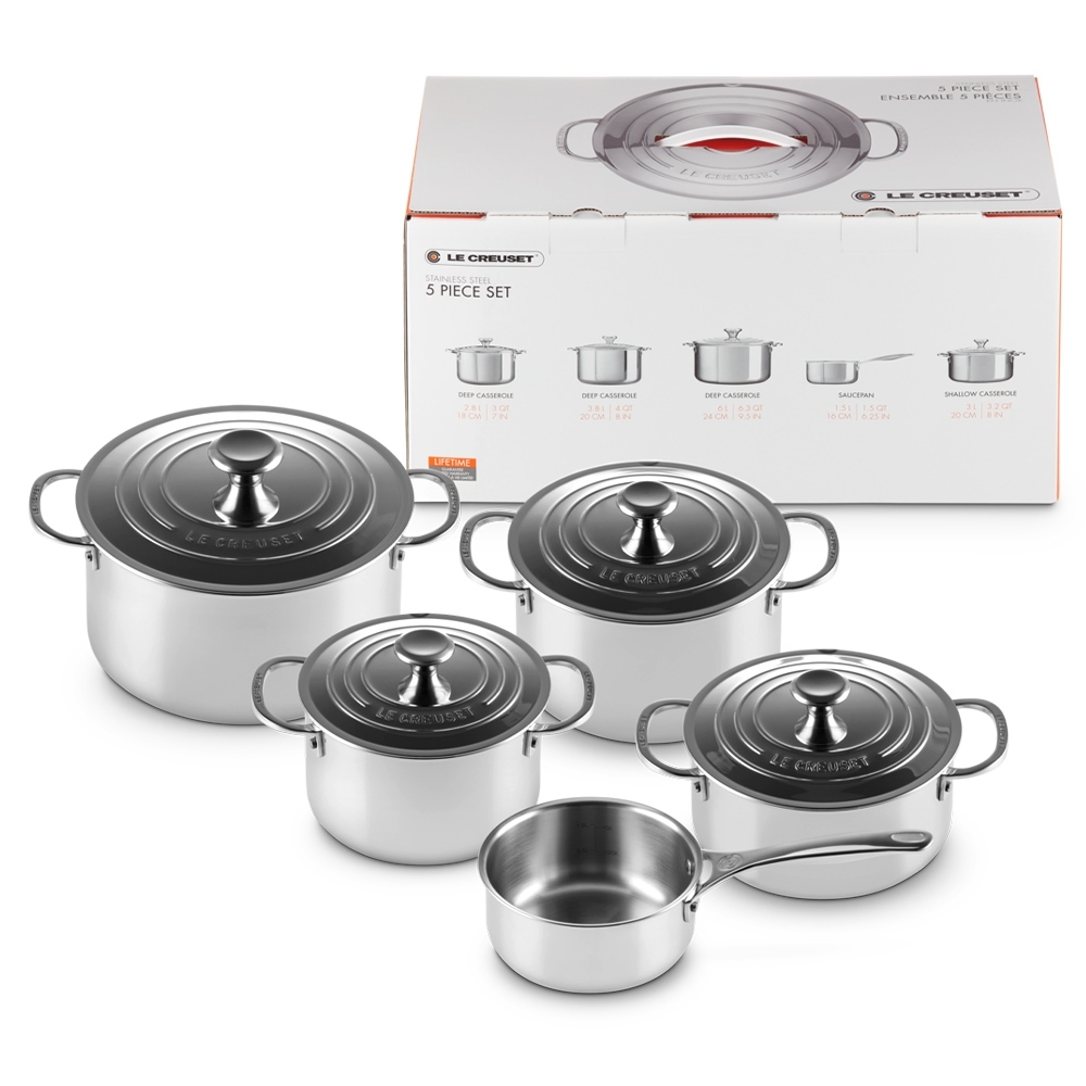 Le Creuset - 3-ply Plus 5 Piece Cookware Set Le Creuset - 3-ply Plus 5 Piece Cookware Set