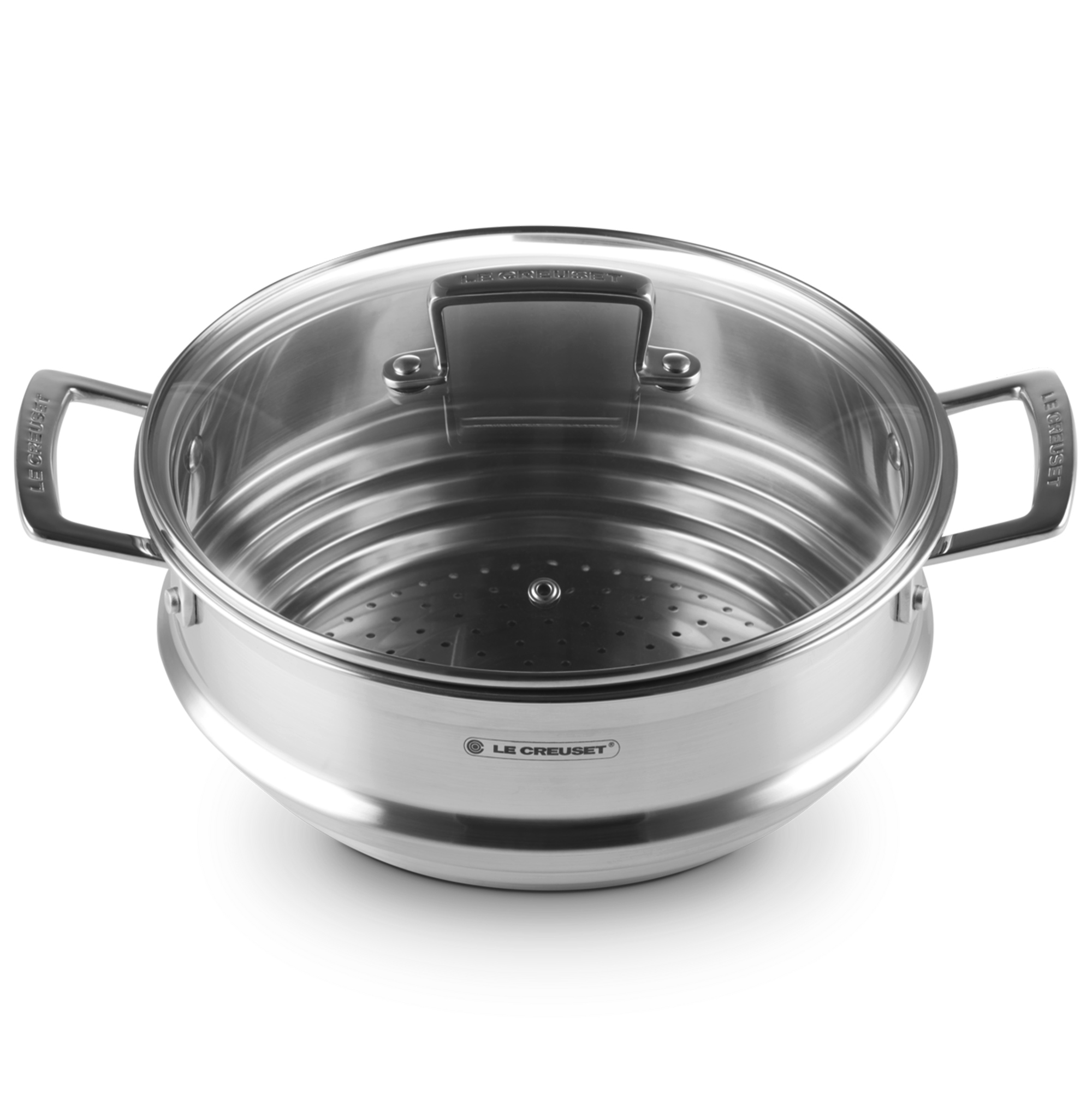 Le Creuset Multi-Dämpfeinsatz aus Edelstahl mit Glasdeckel