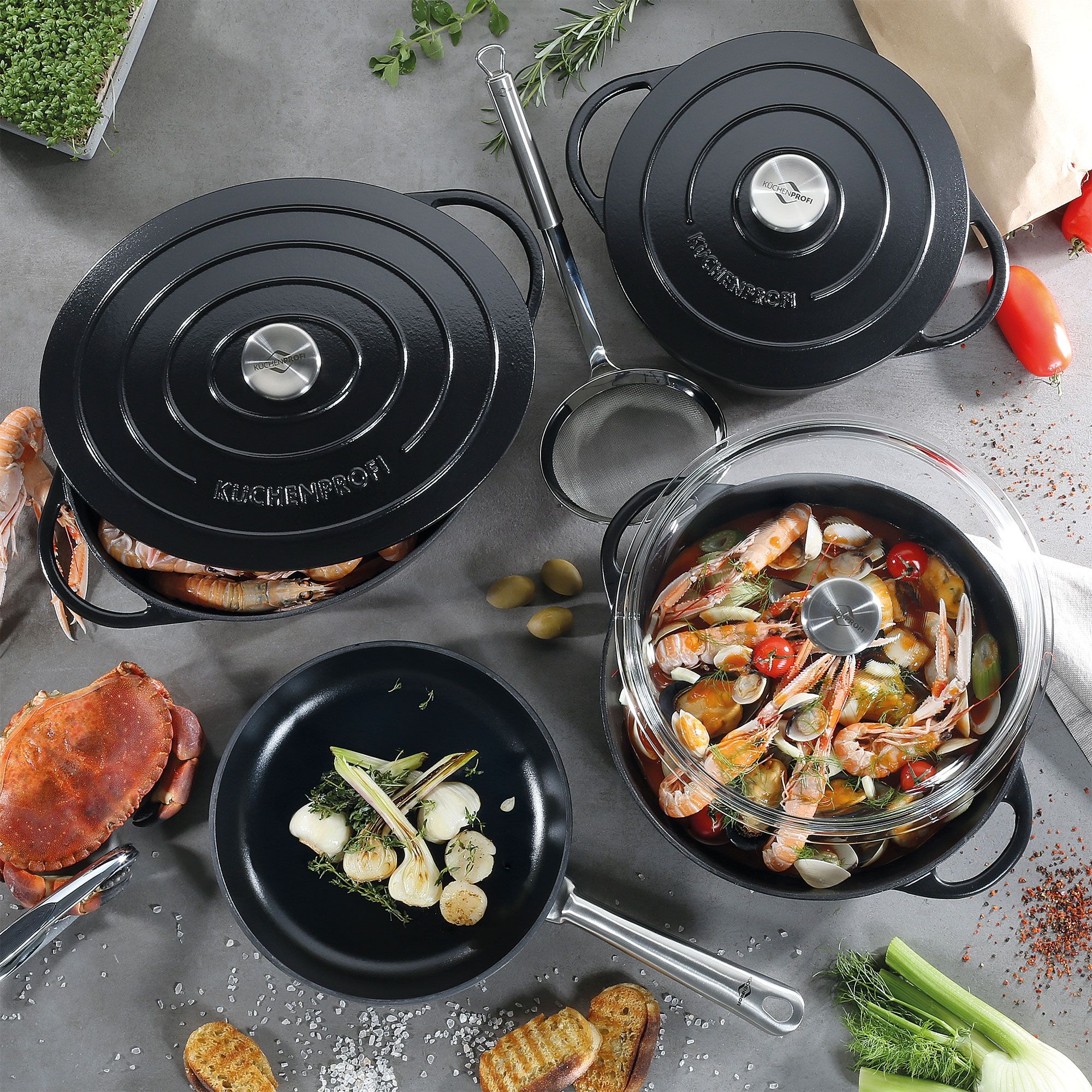KÜCHENPROFI cast iron casserole with seafood