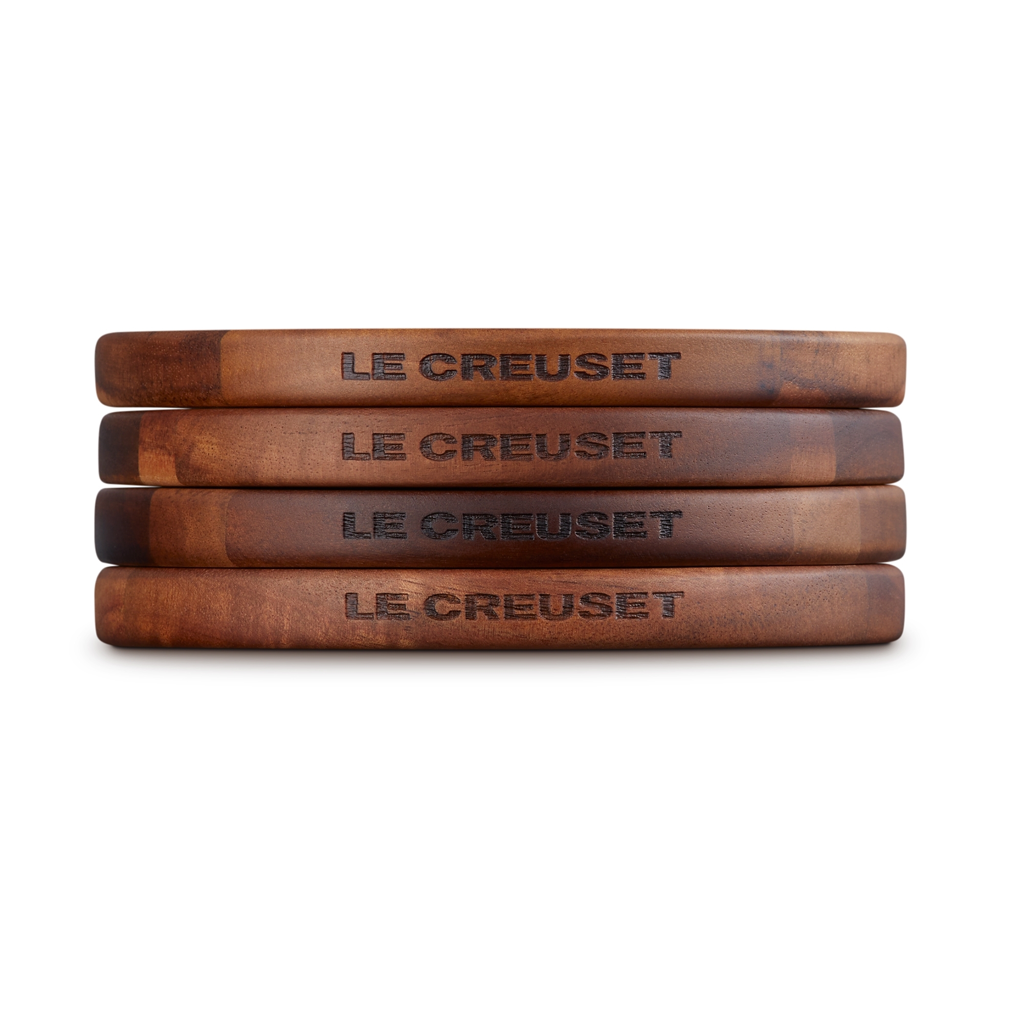 Le Creuset - Coaster magnetic acacia set of 4 - Gourmand Collection Le Creuset - Coaster magnetic acacia set of 4 - Gourmand Collection