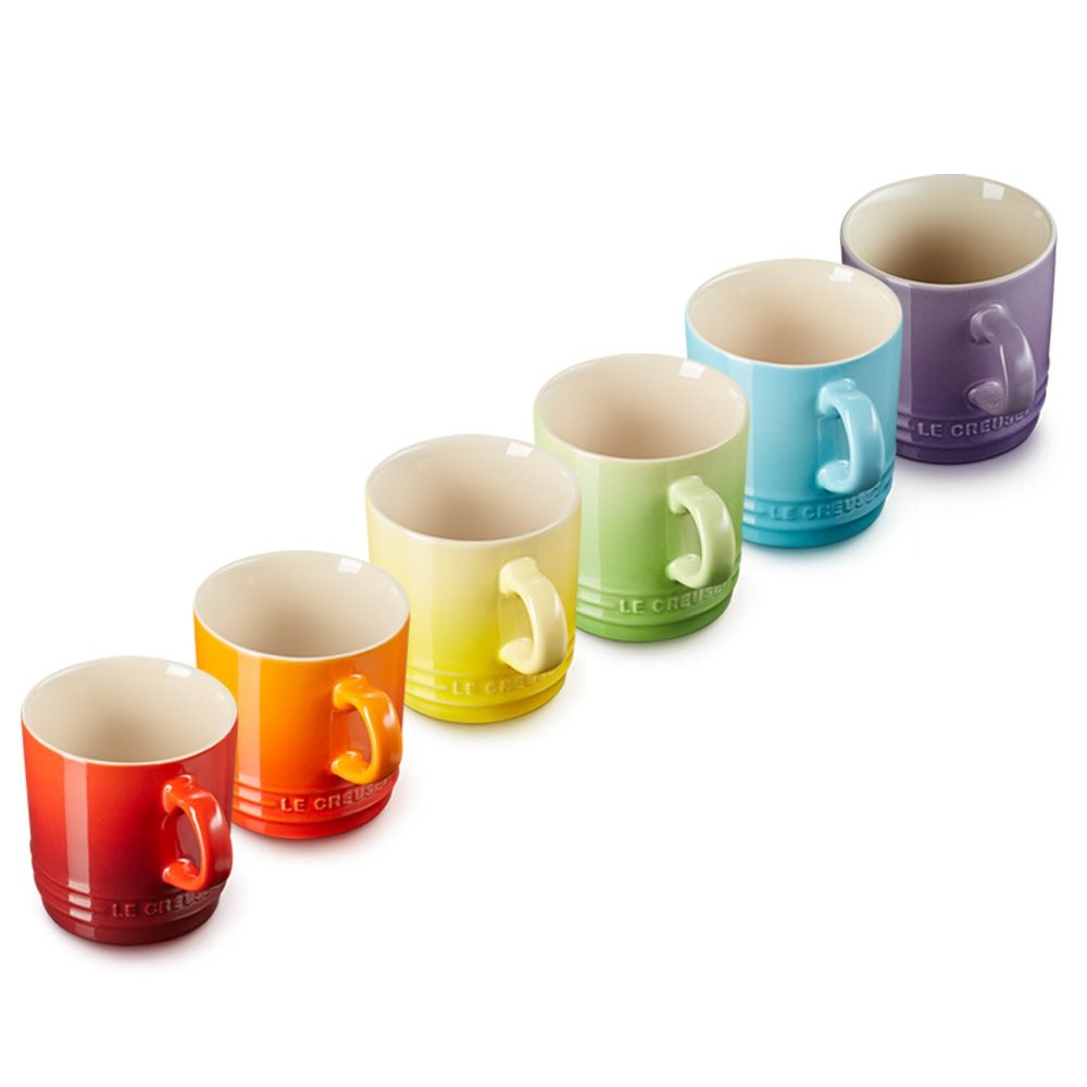 Le Creuset - Stoneware Rainbow Set of 6 Cappuccino Mugs - 200ml