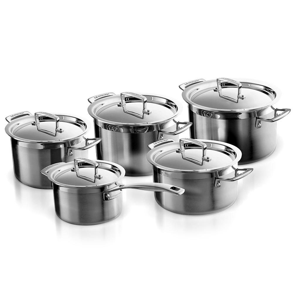 Le Creuset Stainless Steel Set 5 Casseroles