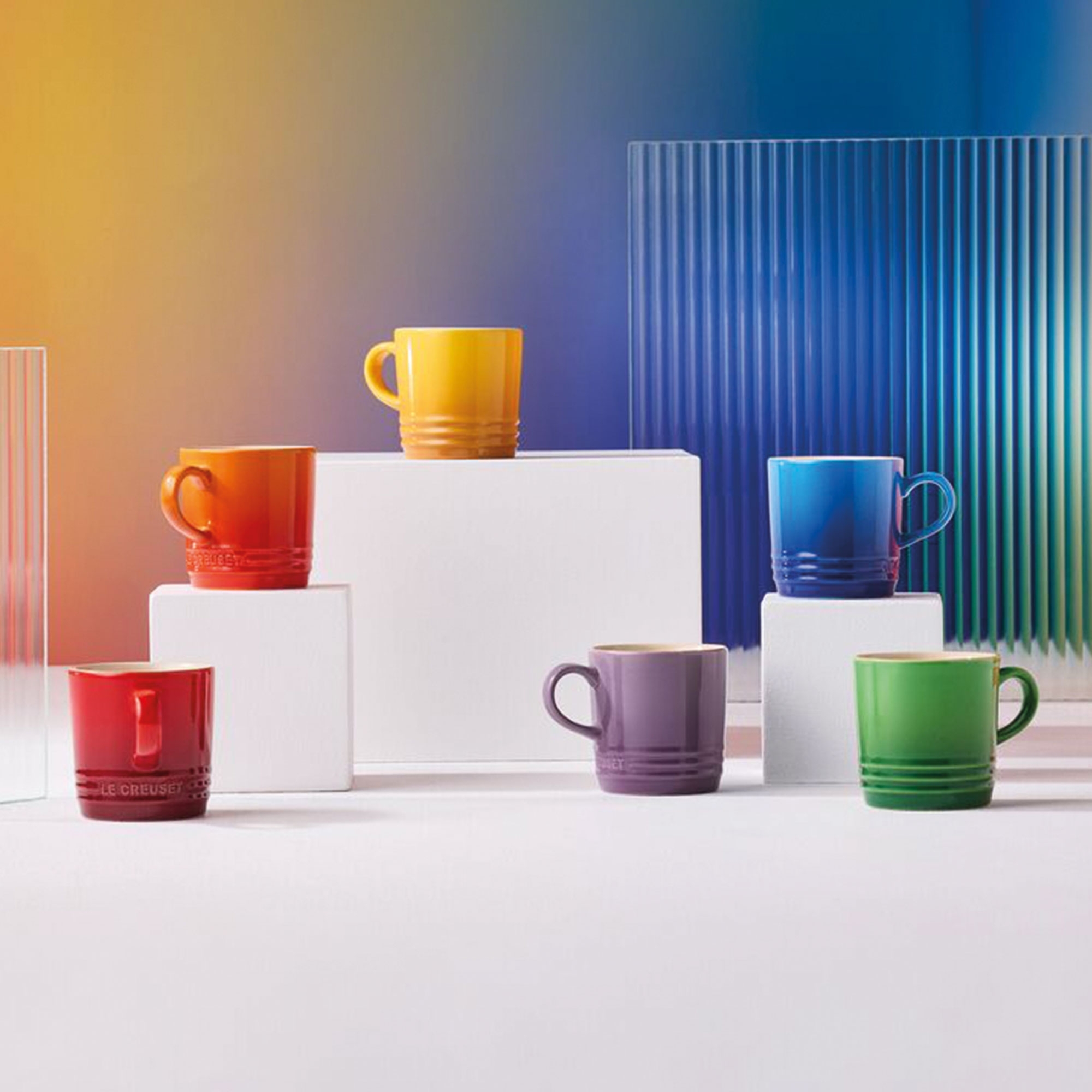 Le Creuset - Stoneware Rainbow Set of 6 Cappuccino Mugs - 200ml Le Creuset - Stoneware Rainbow Set of 6 Cappuccino Mugs - 200ml