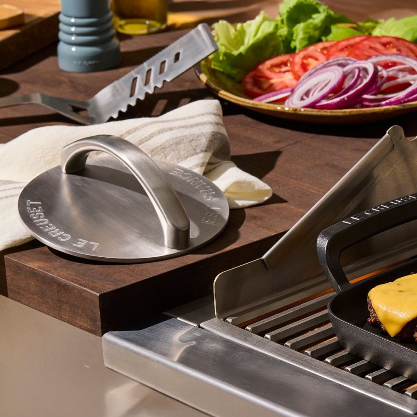Le Creuset - Grillpresse 18 cm BBQ Outdoor | Edelstahl