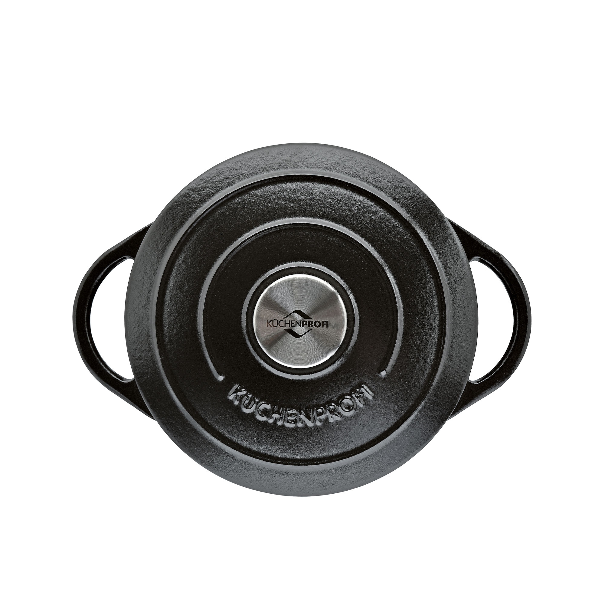 Schwarzer KÜCHENPROFI Gusseisenbräter mit Deckel