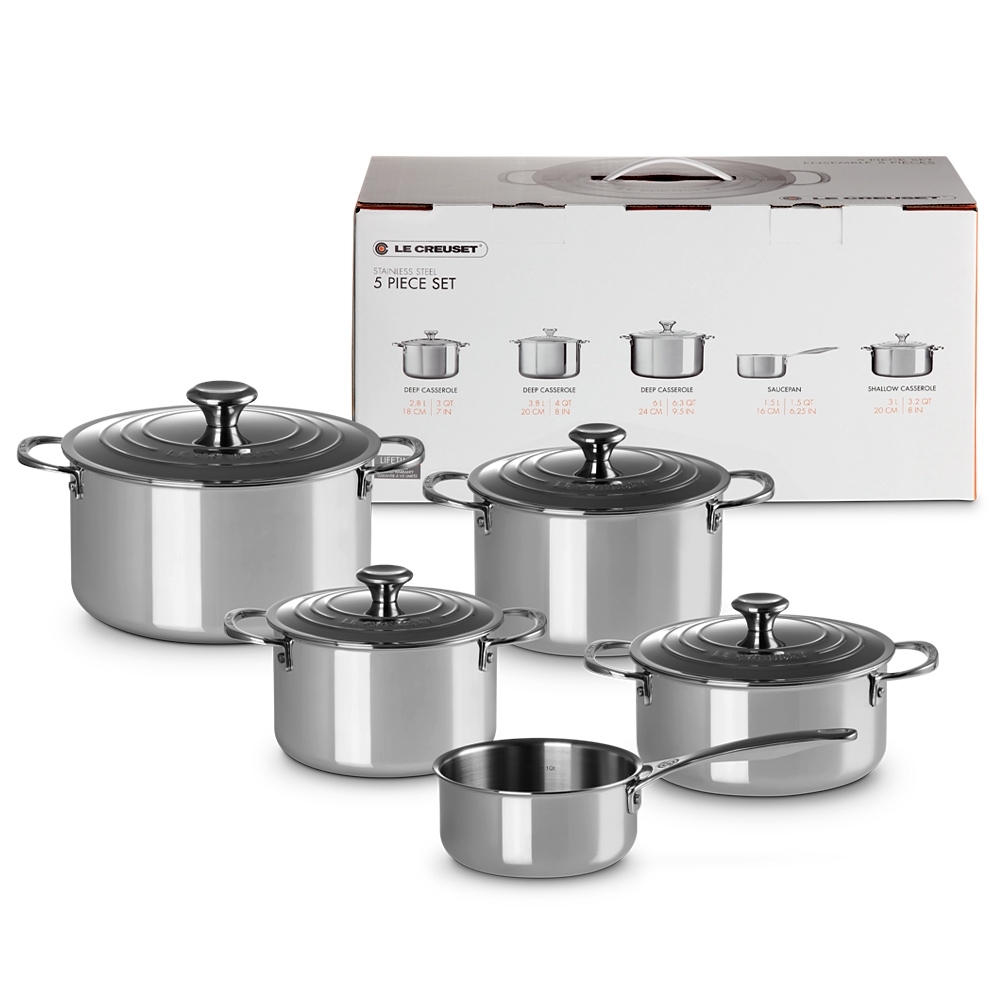 Le Creuset - 3-ply Plus 5 Piece Cookware Set Le Creuset - 3-ply Plus 5 Piece Cookware Set