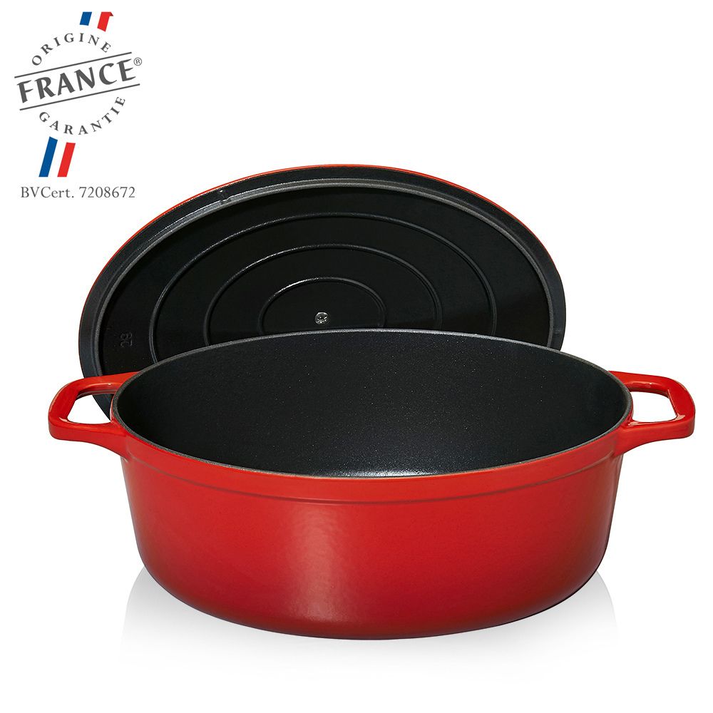 Chasseur French Round Enameled Cast Iron 10 Grill Pan - Red