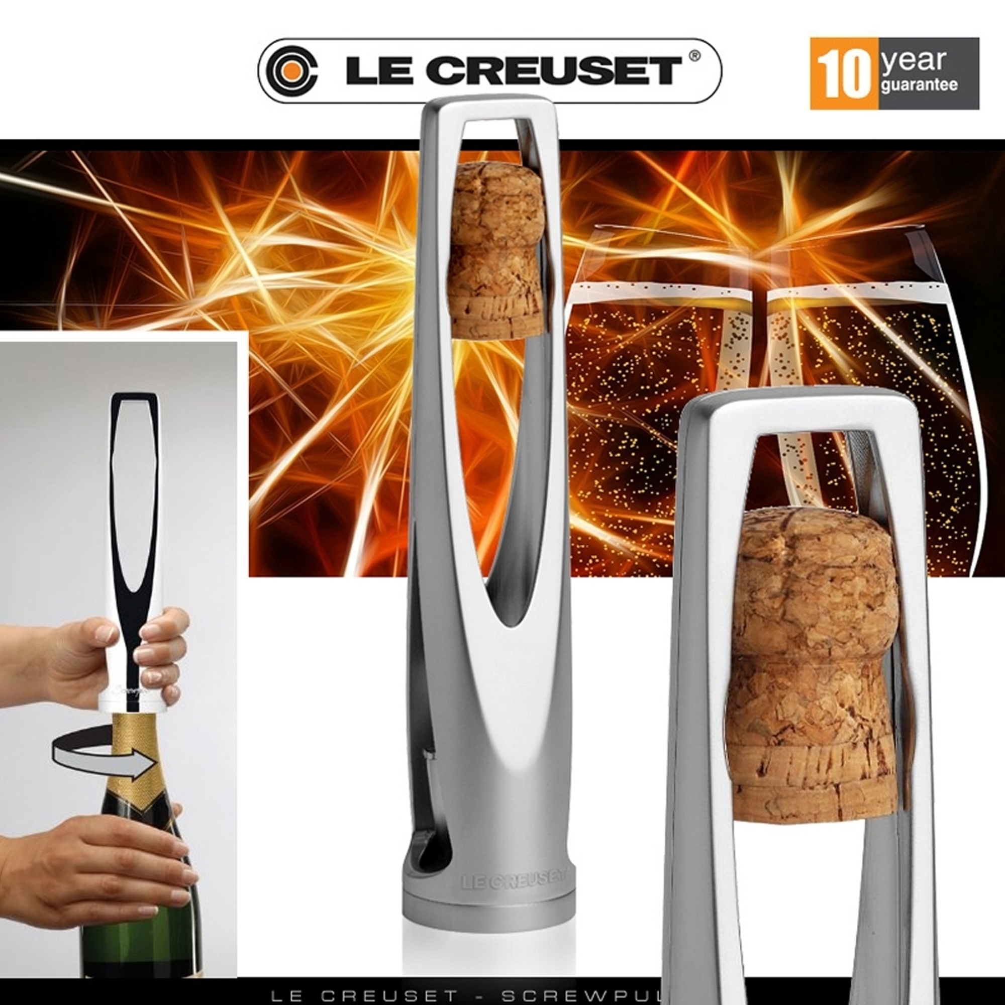 Le Creuset Screwpull - Sektöffner SW-105 - Grau-Kunstsoff Le Creuset Screwpull - Sektöffner SW-105 - Grau-Kunstsoff