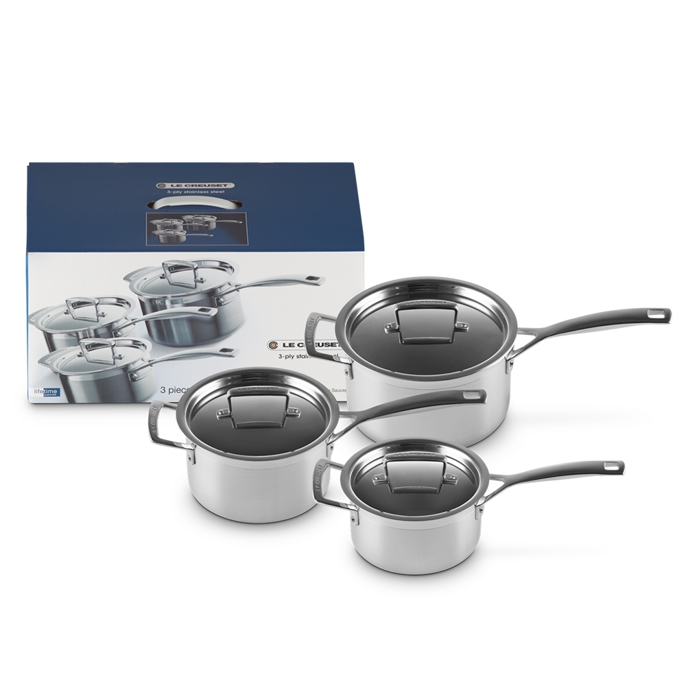 Le Creuset - 3-ply 3 Piece Saucepan Set Le Creuset - 3-ply 3 Piece Saucepan Set