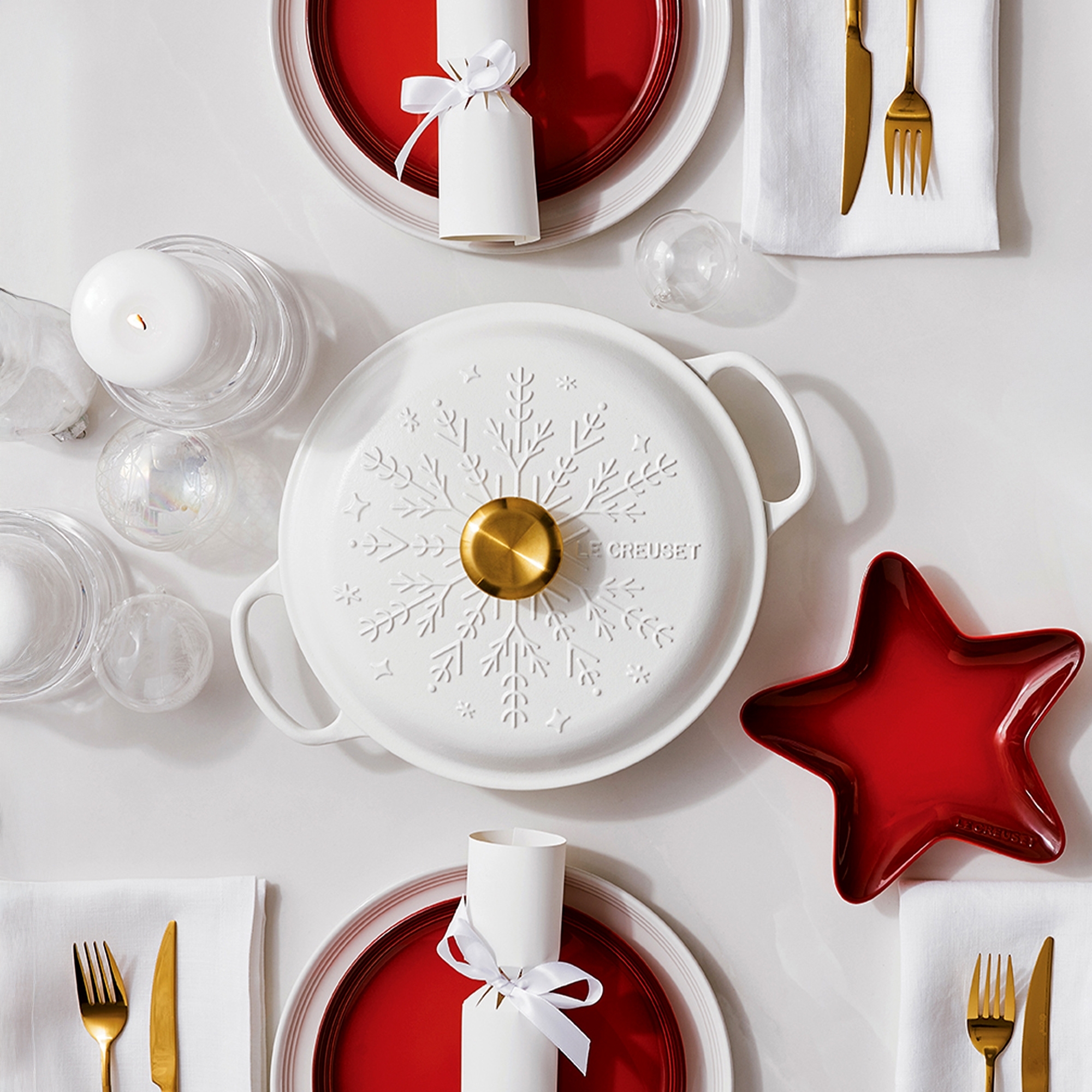 Le Creuset - Gourmet-Profitopf Schneeflocke mit Goldknopf 26 cm