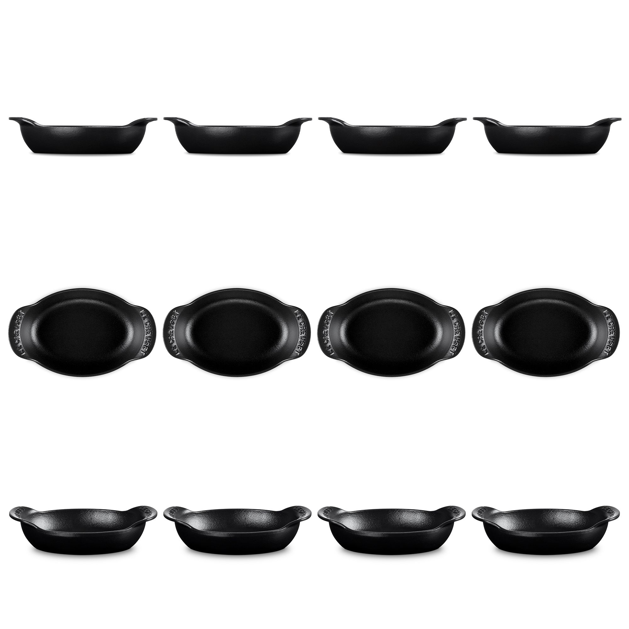Le Creuset - Mini baking tin oval set of 4 - Black matt - Gourmand Collection Le Creuset - Mini baking tin oval set of 4 - Black matt - Gourmand Collection