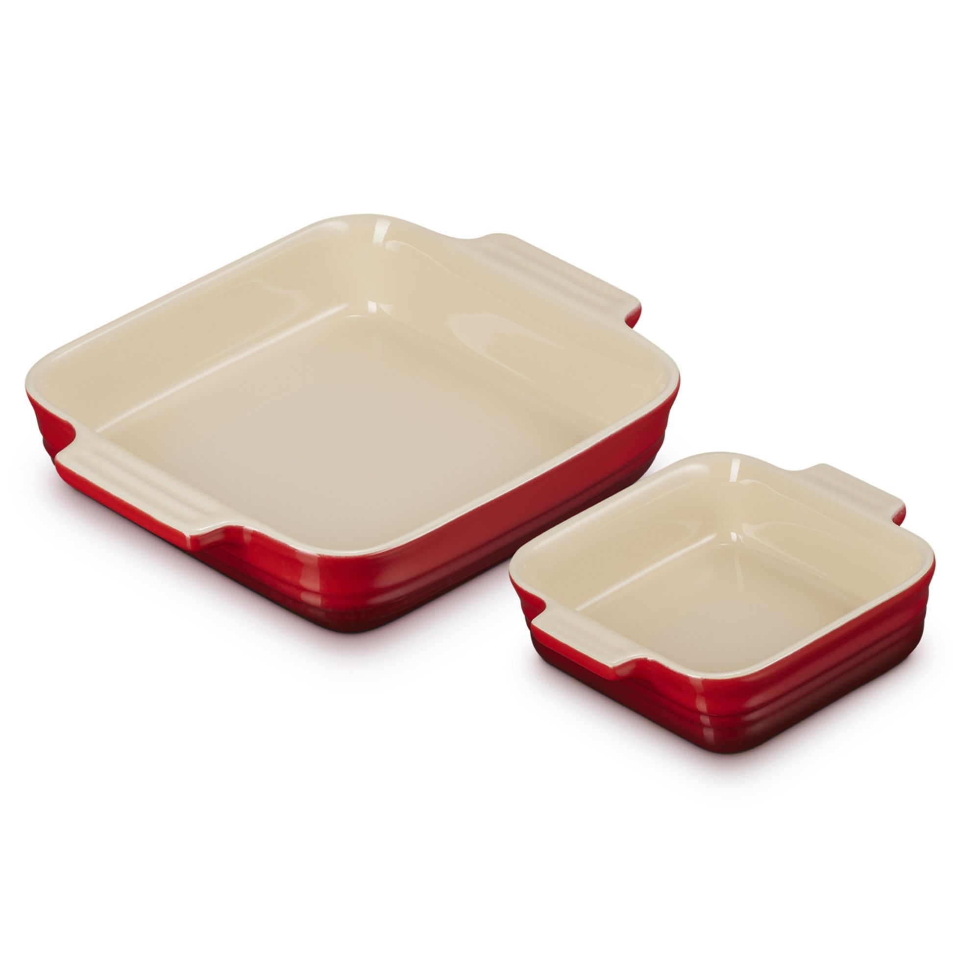 Le Creuset - 2er-Set quadratische Auflaufformen - Klassik  - Kirschrot