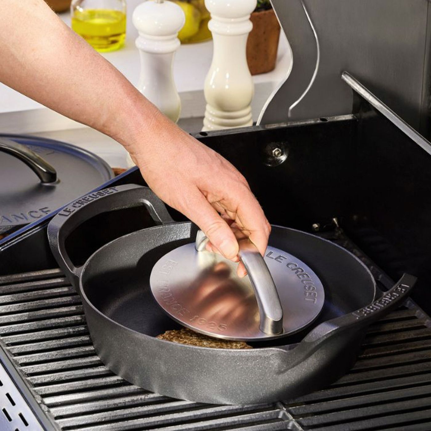 Le Creuset - Grillpresse 18 cm BBQ Outdoor | Edelstahl