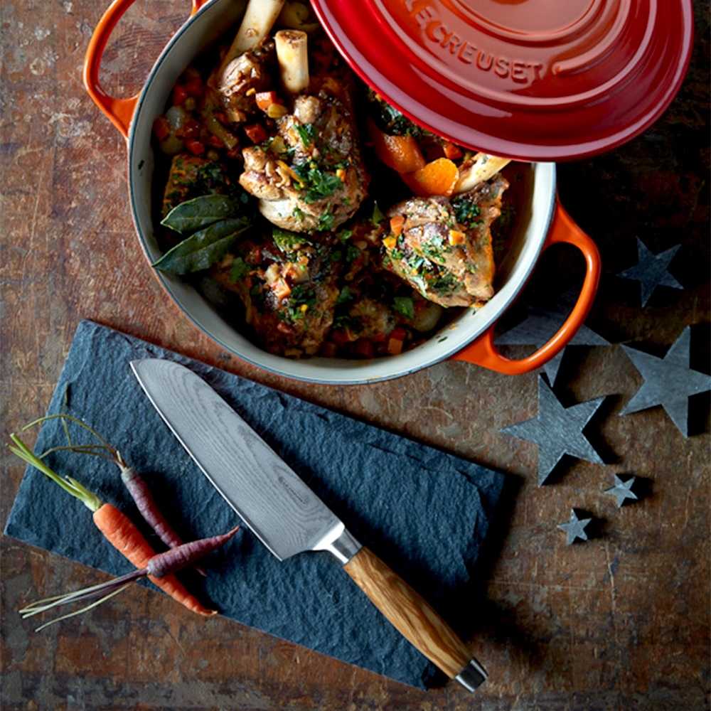 Le Creuset - Santoku Knife 13 cm Olive Wood Handle